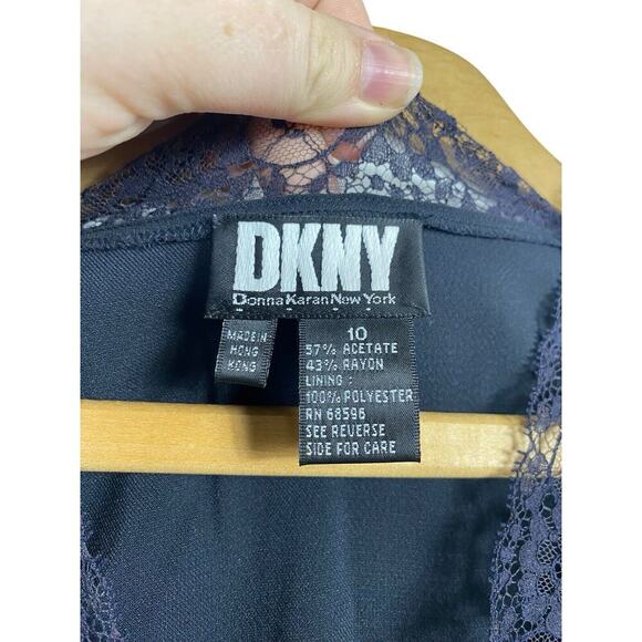 DKNY Black Lace Dress Size 10 Y2K Babydoll Vamp Grunge Whimsigoth Romantic VTG - Picture 9 of 9